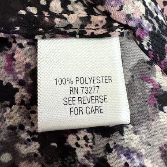 Ladies 'ELLE' Blouse S Purple Multi Floral Sheer V Neck Preowned - Picture 8 of 8
